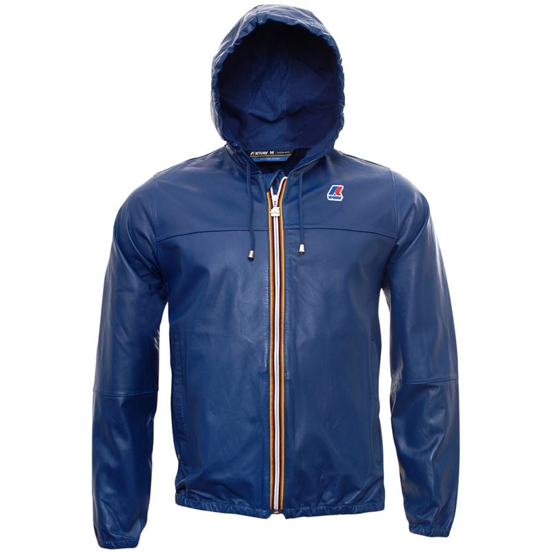 giubbotto kway pelle blu