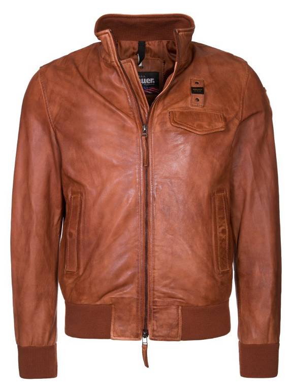 giubbotto uomo pelle blauer